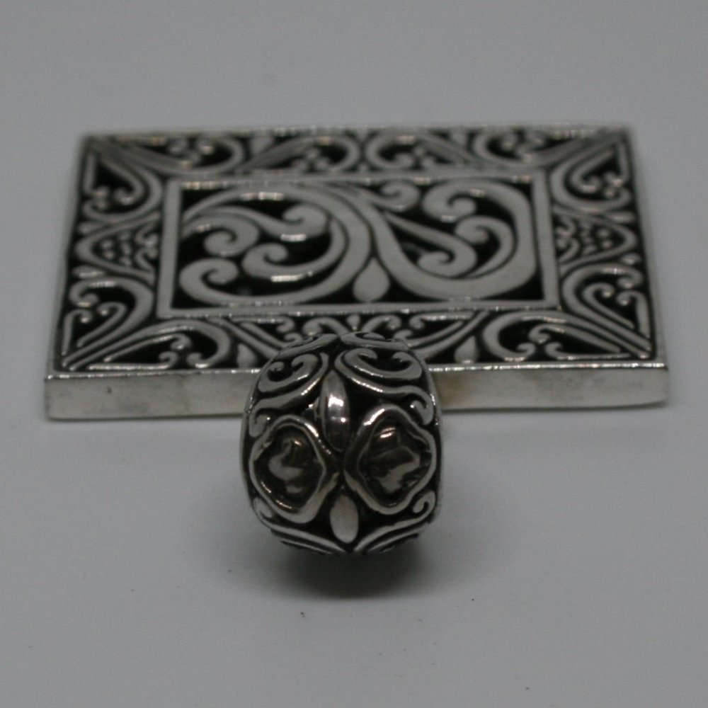 STERLING SILVER BALI SCROLL PENDANT & RING - Picture 6 of 13